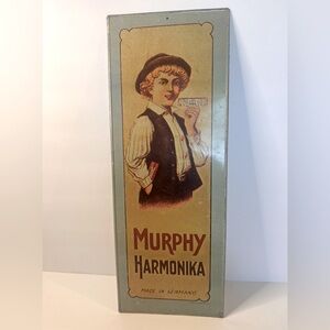Vintage Metal Tin Advertising Sign Murphy Harmonika Germany Made In USA 1974